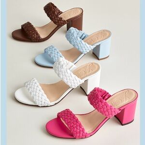 J. Crew The Lucie Braided-Strap Sandals in Italian Leather in White, Size 8, EUC